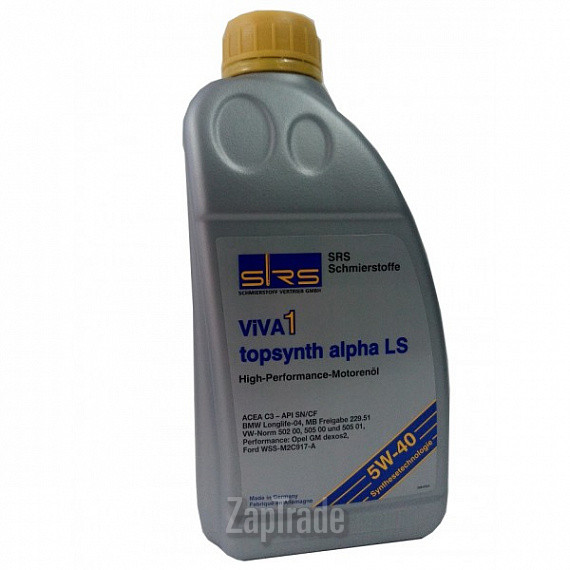 Купить моторное масло Srs VIVA 1 Topsynth Alpha LS 5W-40, в интернет-магазине в Москве