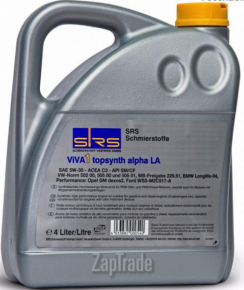 Купить моторное масло Srs Viva 1 Topsynth Alpha LA 5W-30, в интернет-магазине в Москве