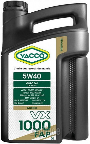 Купить моторное масло Yacco VX 1000 FAP, в интернет-магазине в Москве