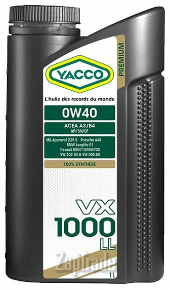 Купить моторное масло Yacco VX 1000 LL, в интернет-магазине в Москве