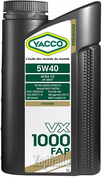 Купить моторное масло Yacco VX 1000 FAP, в интернет-магазине в Москве