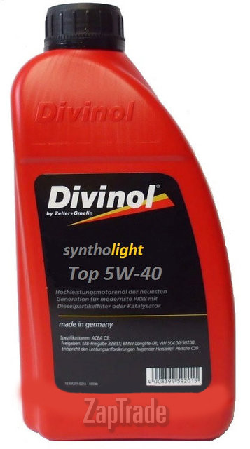 Купить моторное масло Divinol Syntholight Top 5W40, в интернет-магазине в Москве