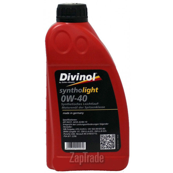 Купить моторное масло Divinol Syntholight 0W-40, в интернет-магазине в Москве