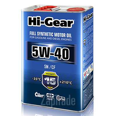 Купить моторное масло Hi-gear SAE 5W-40 API SN/CF, в интернет-магазине в Москве